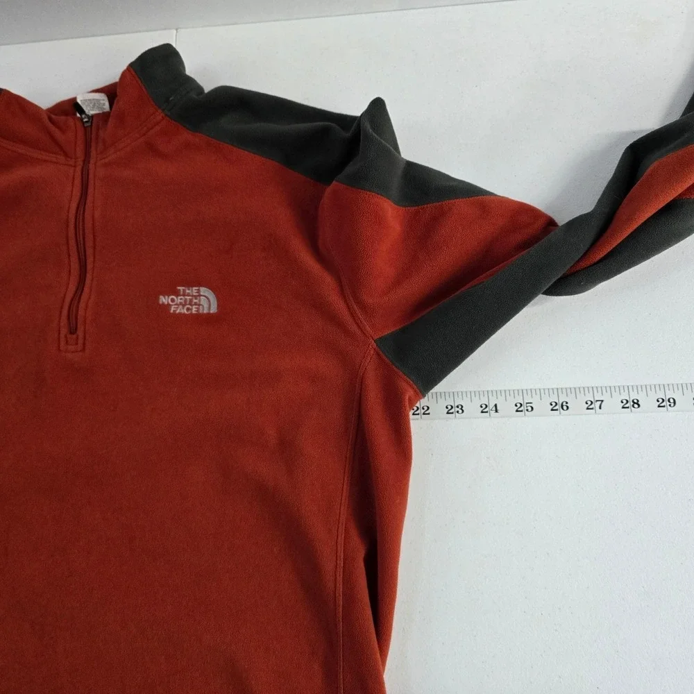 The North Face Mens‎ TKA 100 Fleece 1/4 Zip Pullover Sweater Orange XL